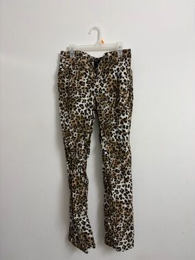 Forever 21 Leopard Print Flare Jeans - Brown/Black